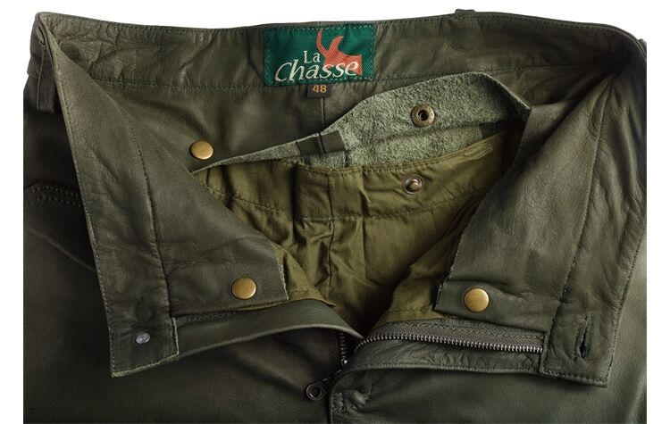 La Chasse® Damen-Büffellederhose mit Beintasche