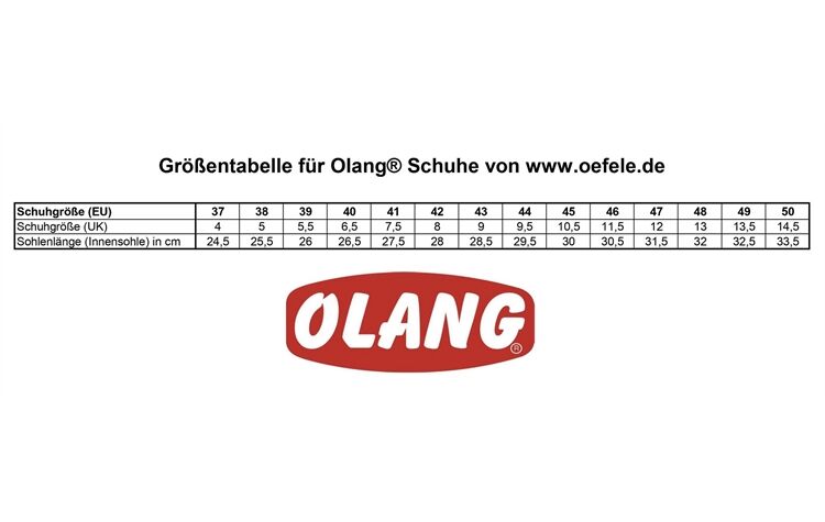 Olang® Outdoorschuh "Tirol" Freizeitschuh Herren Halbschuh braun/schlamm wasserdicht mit Membrane Grillo 813 Größentabelle Sizeguide