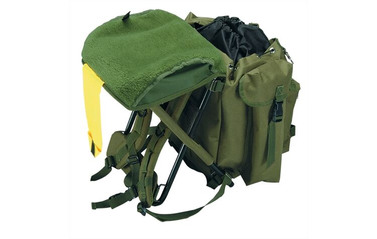 AKAH Sitzrucksack Jagdrucksack 34L – Wasserfest, gepolstert, mit abnehmbarem Sitz & Tragegestell – 600D Nylon, ideal für Treibjagd & Ansitz 61555100