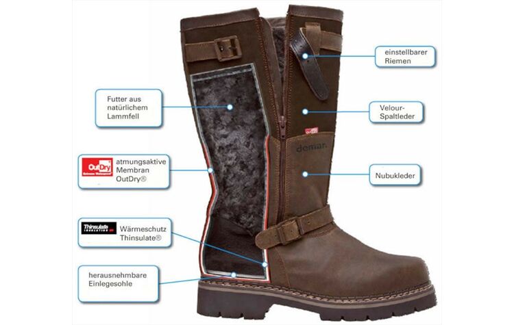 Demar Pelzgefütterter Jagd-Winterstiefel Jagdstiefel Ansitzstiefel Herren Tirol Deluxe 6468 Pelzstiefel hoch wasserdicht Jägerstiefel Ansitzstiefel Tirol Deluxe 6468