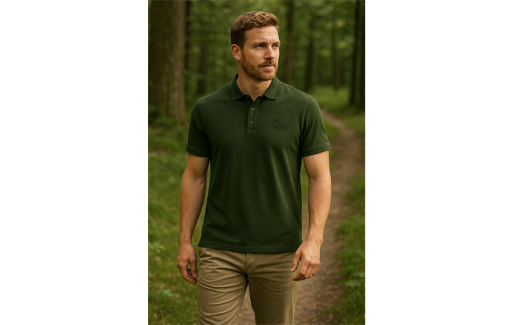 OS Trachten® Polo-Shirt mit Wildschwein-Motiv Jagdshirt kurzarm von Oefele 428009-2711/56