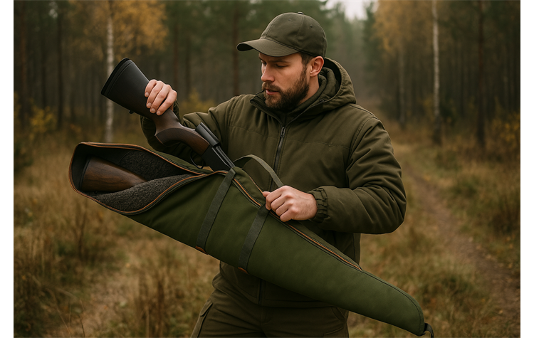 AKAH Faserpelz-Doppelfutteral für 2 Büchsen – 128 cm, dick gefüttert, mit Zielfernrohr geeignet, Zahlenschloss-Vorbereitung, 600D Gewehrtasche 63364000