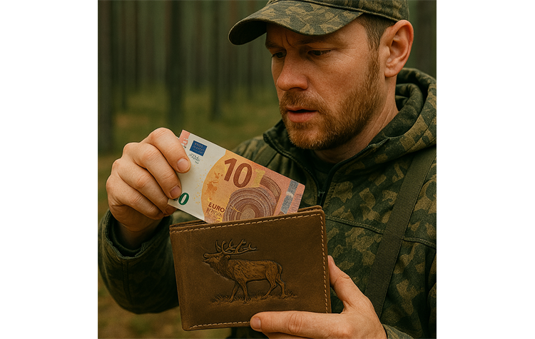  AKAH Geldbörse Hirsch aus Büffelleder – Handgemachtes Portemonnaie mit Hirschprägung – Echtleder Geldbeutel für Herren – Hochwertige Jagd-Geldbörse mit Geschenkbox – Big Five Serie 78564001