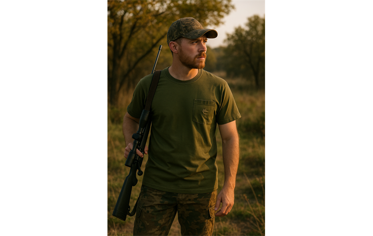 OS Trachten® Orbis Textil T-Shirts im Doppelpack (2er Pack) 2 T-Shirts für die Jagd zum Preis von Einem mit Brusttasche oliv/grün 128000-2710