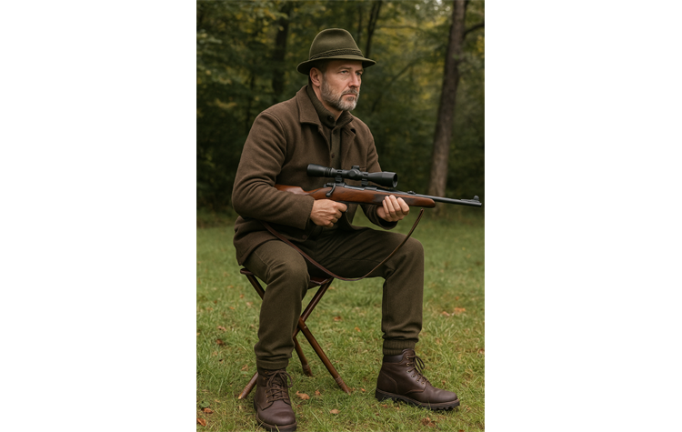 La Chasse® Dreibein-Ansitzstuhl Sitzhöhe 55 cm Dreibeinstuhl Outdoor aus Holz NEU braun 34320-26