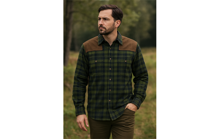 Tom Collins® Flanellhemd mit Schulterbesatz Jagdhemd oliv/grün von Oefele Jagd 410000-4264/56
