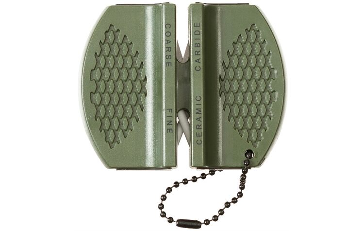 La Chasse® Messerschärfer – Kompakt & Handlich – 2-Stufen-Schleifsystem mit V-förmigen Carbid- & Keramik-Abziehern – Rutschfeste Grifffläche – Für Küchenmesser, Outdoor & Camping