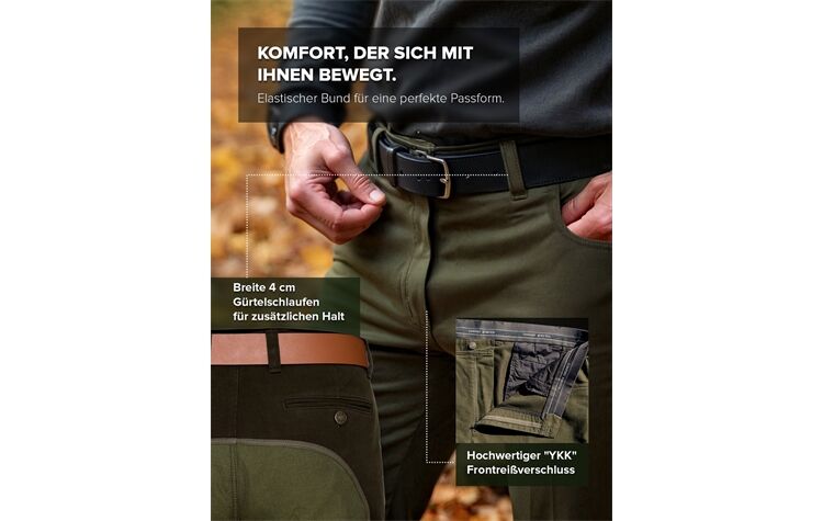 La Chasse® Hundeführer-Durchgehhose "Survival" Jagdhose Herren oliv/grün mit Kevlar-Besatz Jägerjeans