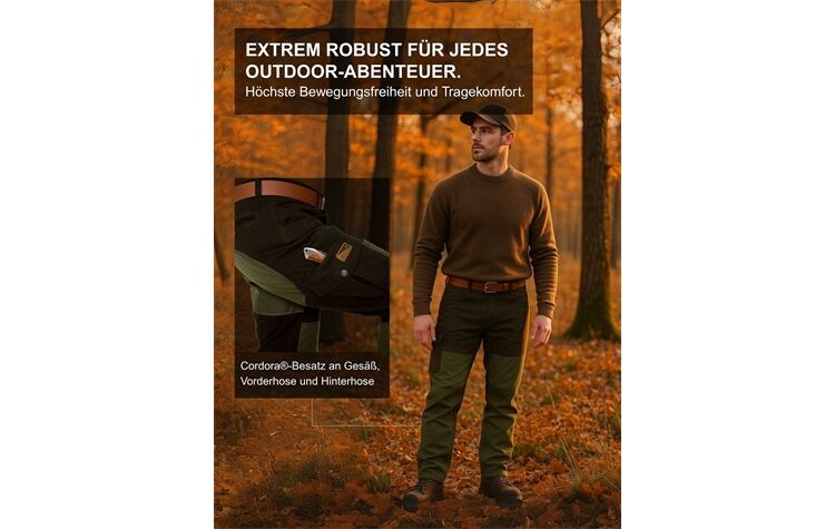 La Chasse® Hundeführer-Durchgehhose "Survival" Jagdhose Herren oliv/grün mit Kevlar-Besatz Jägerjeans