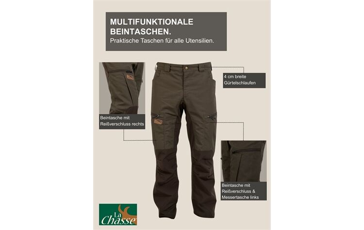 La Chasse® Stretch-Funktionshose "Denver" Jagdhose Herren oliv/braun Jägerhose Stretchhose für die Jagd Dehnbund