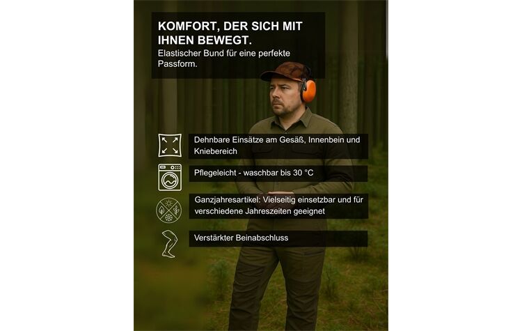 La Chasse® Stretch-Funktionshose "Denver" Jagdhose Herren oliv/braun Jägerhose Stretchhose für die Jagd Dehnbund