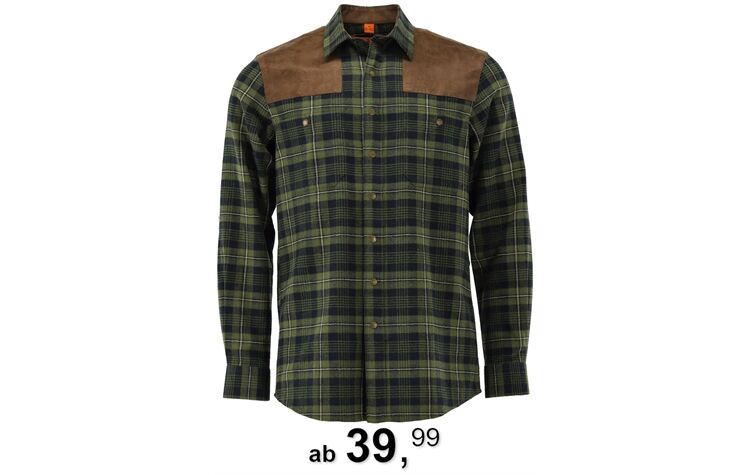 Tom Collins® Flanellhemd mit Schulterbesatz Jagdhemd oliv/grün von Oefele Jagd 410000-4264/56