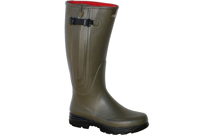 La Chasse Neoprene Gummistiefel "Arles" Jagdgummistiefel Jagdstiefel Jagdschuhe oliv Reißverschluss Seitenansicht Jagdstiefel Herren