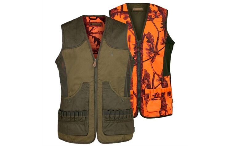 Percussion® Wende-Schießweste "Savanne" oliv 1269 ghostcamo blaze Jagdweste Herren oliv/signalorange