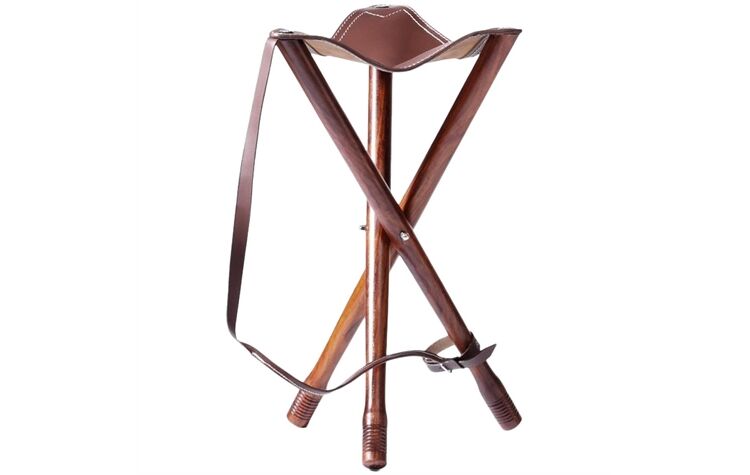 La Chasse® Dreibein-Ansitzstuhl Sitzhöhe 55 cm Dreibeinstuhl Outdoor aus Holz NEU braun 34320-26