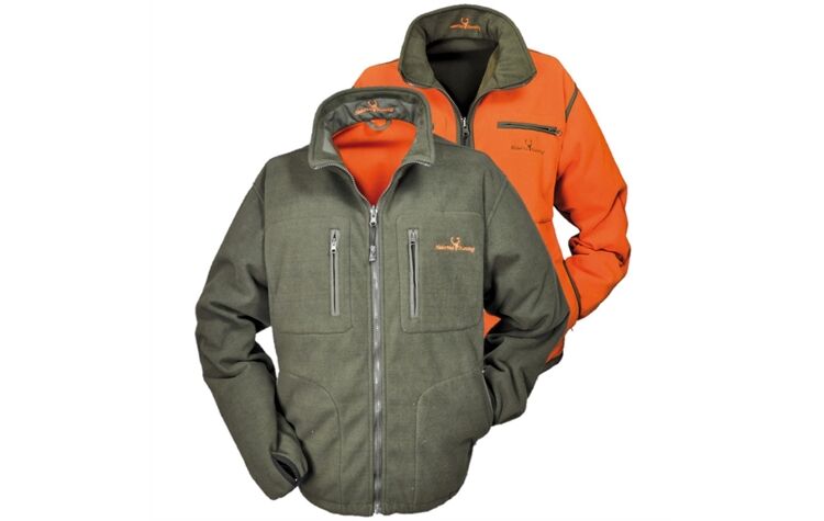 Hubertus® Wende-Fleecejacke "Helsinki" olivgrün/signalorange Jagdjacke Drückjagd NEU Herren 10523408/336