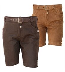 La Chasse® Trachten-Lederhose "Inzell" mit Stickerei und Hosenträger kurz Oefele braun oder beige Herren Trachtenhose