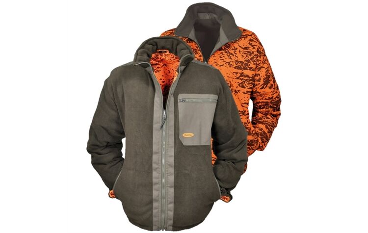 Hubertus Wende-Fleecejacke oliv 10676642/315 Warnjacke Drückjagd Treibjagd Herren Signalorange
