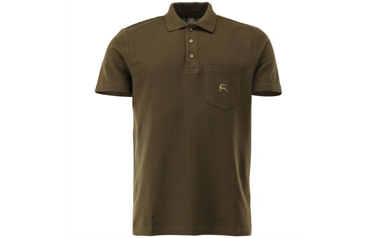 OS Trachten® Polo-Shirt mit Motiv "springender Hirsch" oliv grün Jagdshirt 128000-2711/55 oder 428006-2711/55