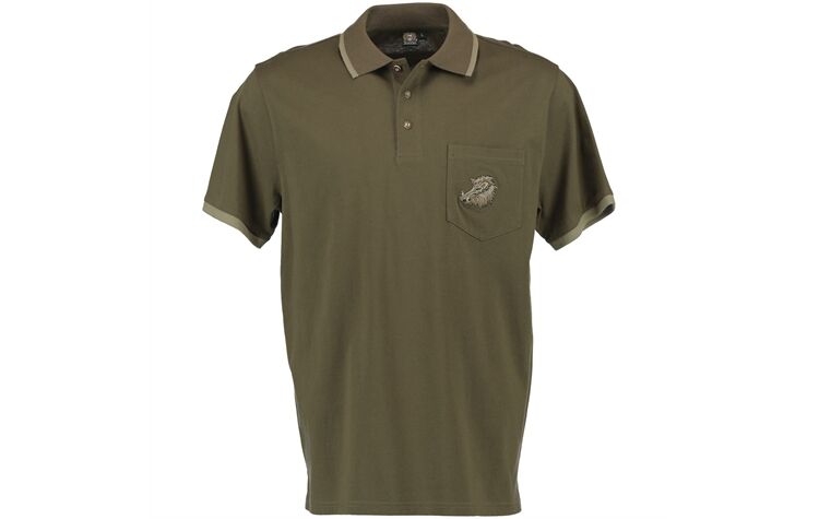 os trachten orbis textil Polo-Shirt mit Motiv wildschwein wildsau vorderseite 428003-2710/55